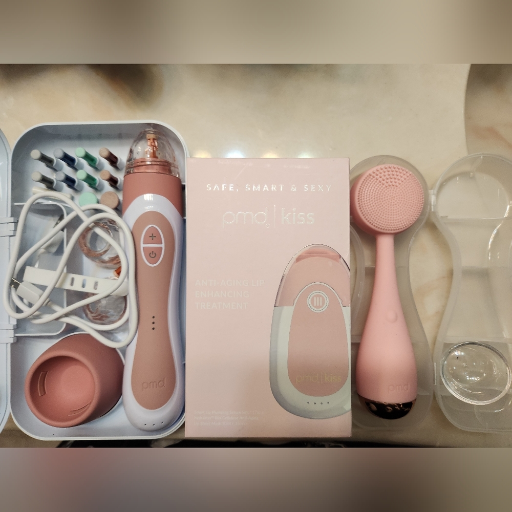 Bundle of 3 PMD Microdermabrasion Pro, PMD Kiss, PMD Facial Cleasing Device Pink